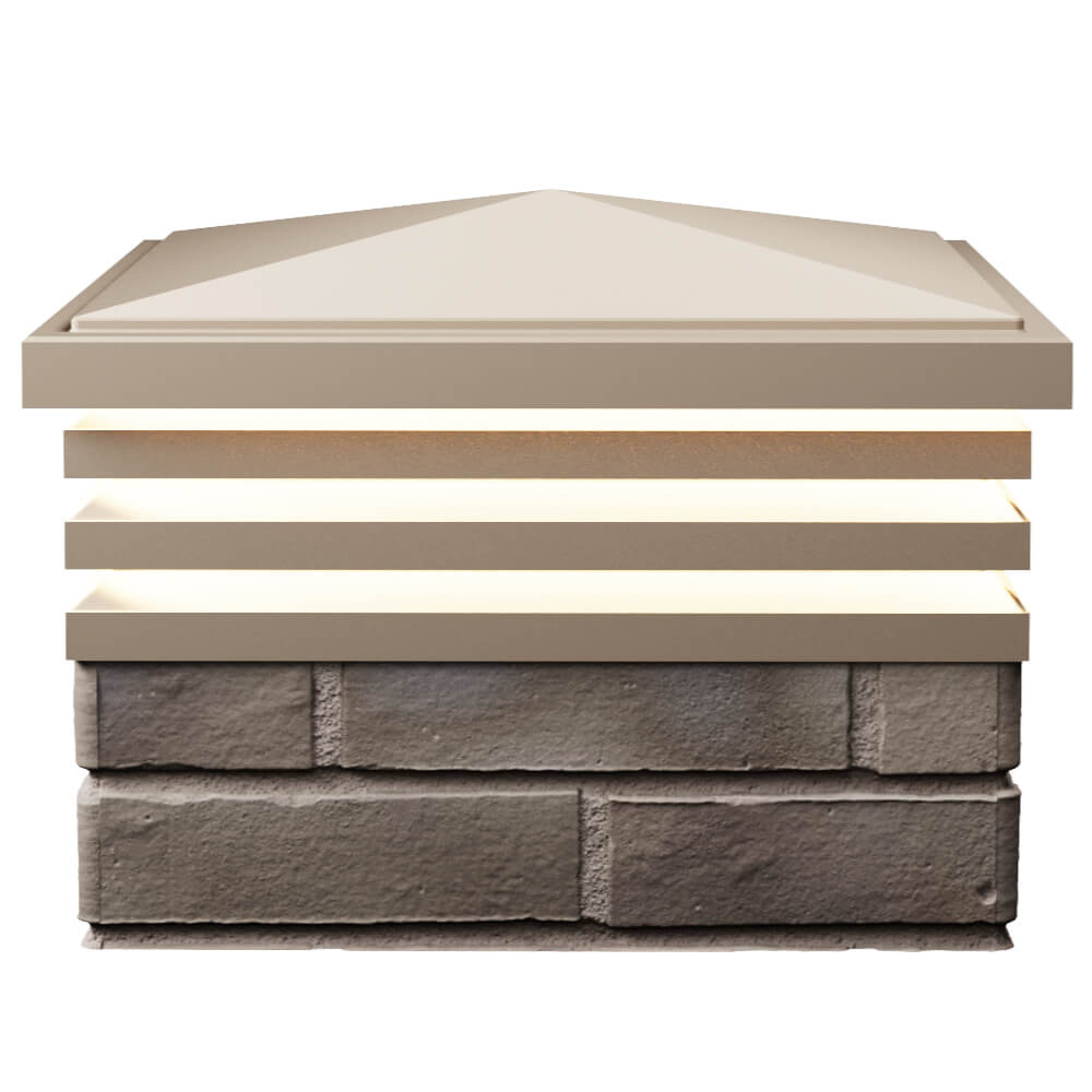 Колпак Zking Бона ХайТек Бежевый на столб 1.5х1.5 кирпича (385х385мм) с подсветкой в Екатеринбурге фото