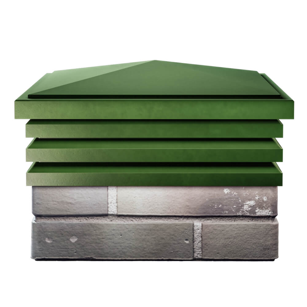 Колпак Zking Бона ХайТек Зеленый на столб 1.5х1.5 кирпича (385х385мм) Екатеринбург фото