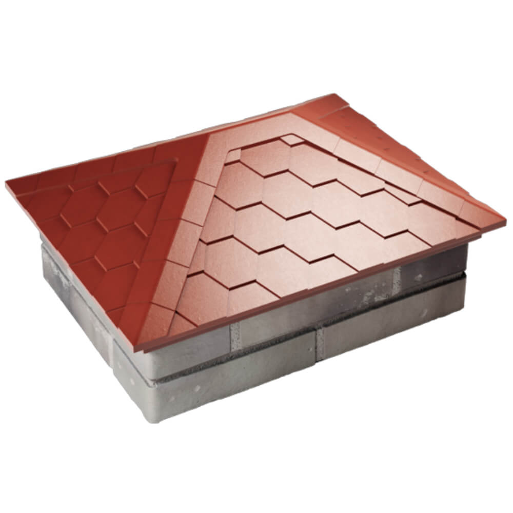 Колпак Zking Эверест Красный на столб 2х1.5 кирпича (520х390мм) Екатеринбург фото