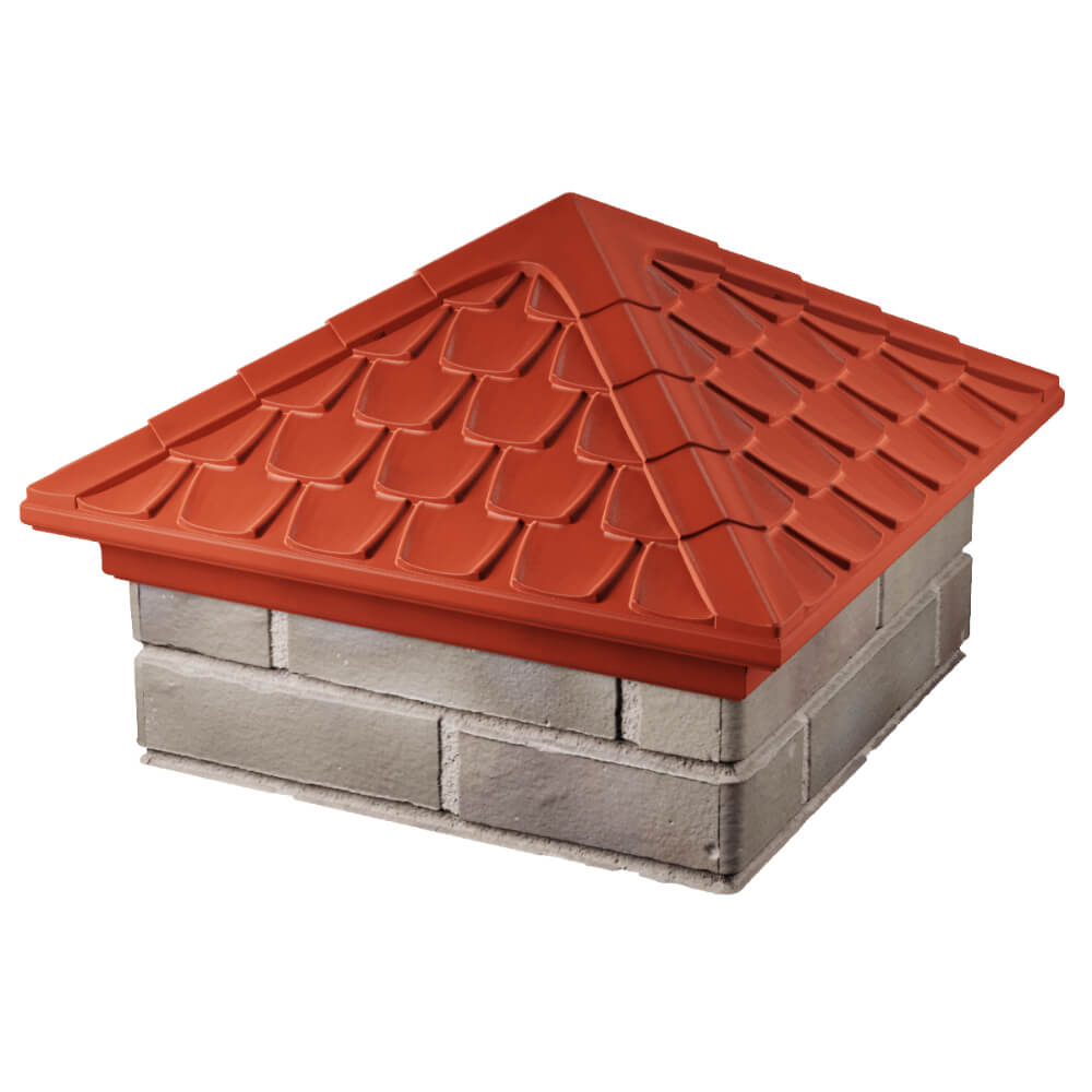 Колпак Zking Эльбрус Красный на столб 1.5х1.5 кирпича (385х385мм) в Екатеринбурге фото