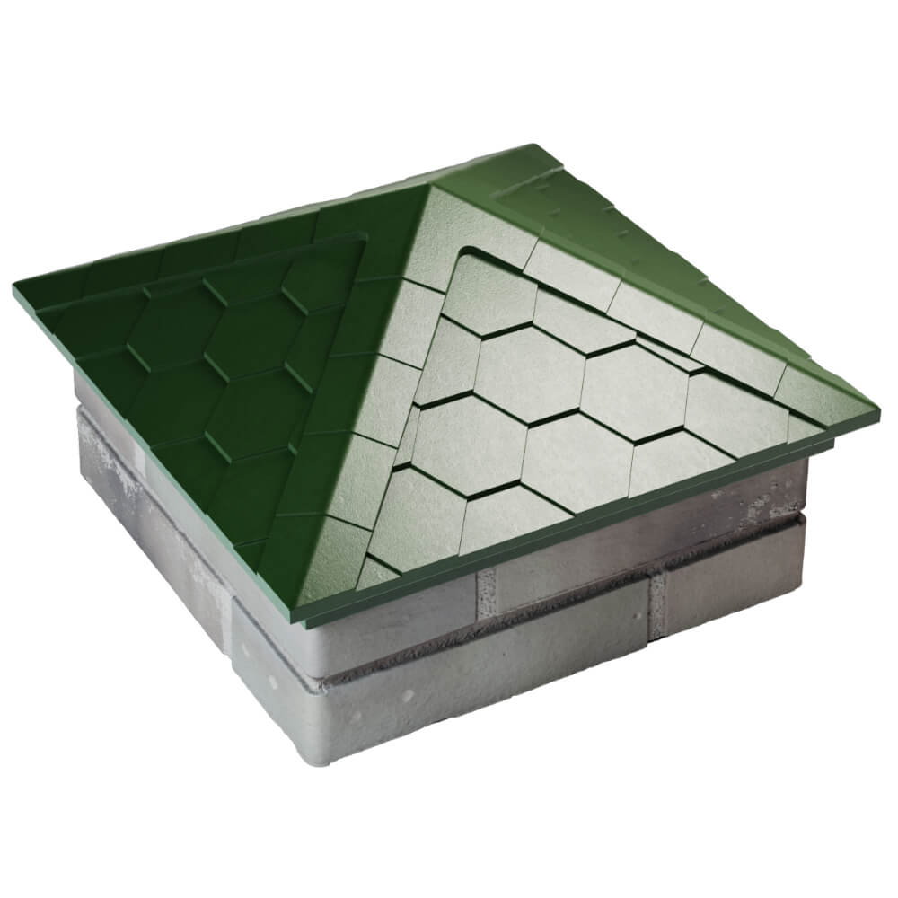 Колпак Zking Эверест Зеленый на столб 1.5х1.5 кирпича (390х390мм) в Екатеринбурге фото