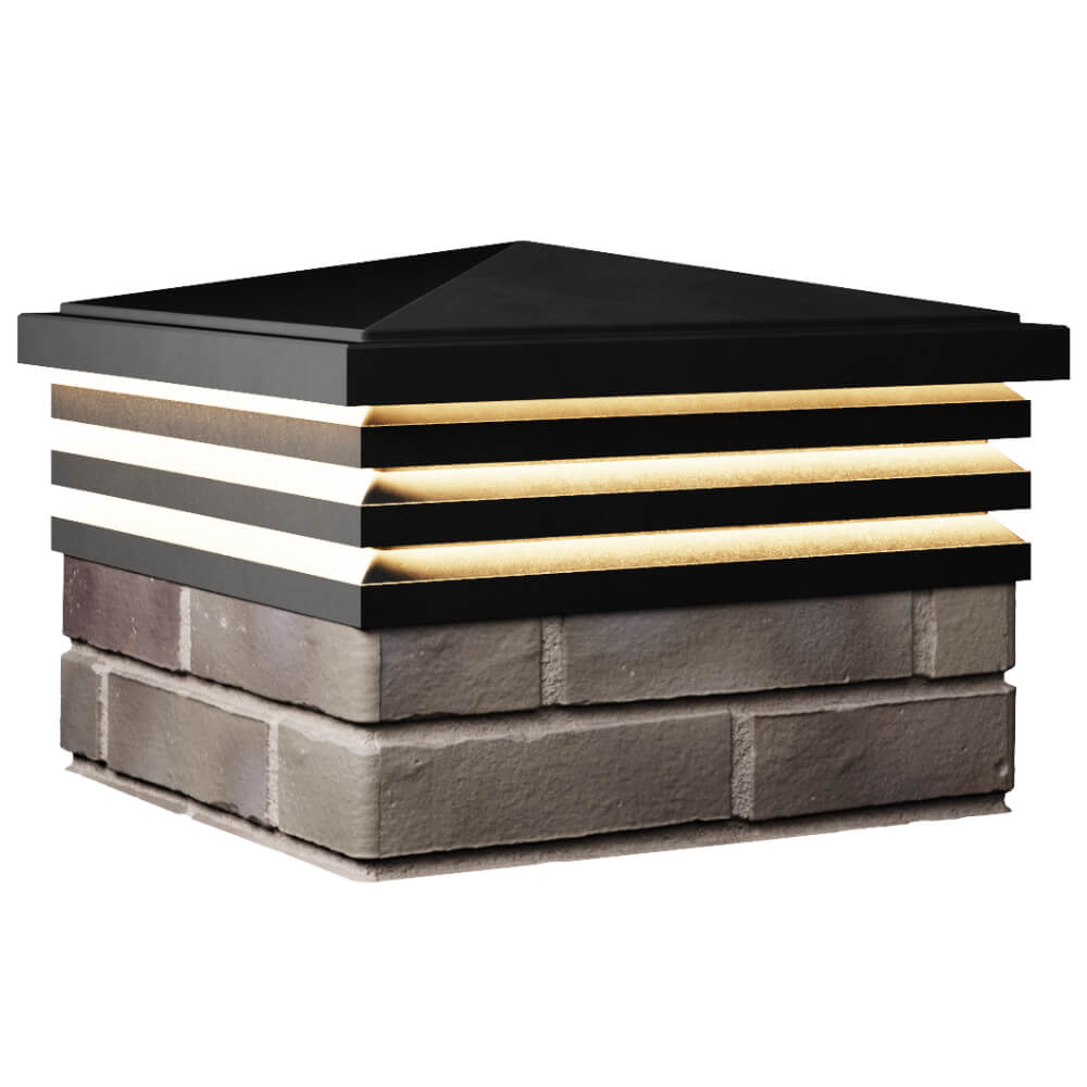 Колпак Zking Бона ХайТек Черный на столб 1.5х1.5 кирпича (385х385мм) с подсветкой в Екатеринбурге фото