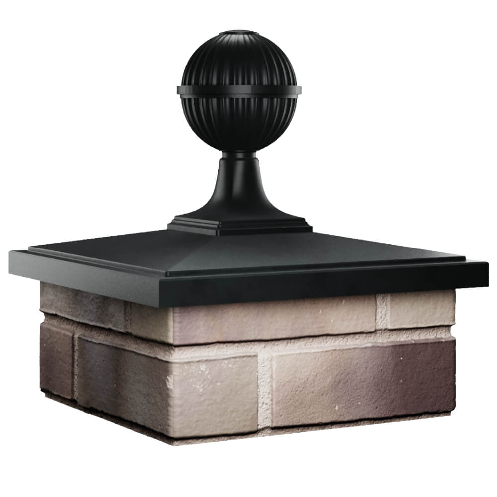 Колпак Zking БонаМоно Черный с шаром на столб 1.5х1.5 кирпича (385х385, 400х400мм) в сборе в Екатеринбурге фото