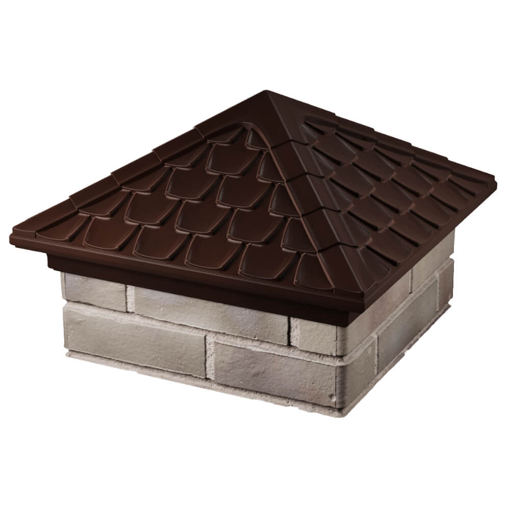 Колпак Zking Эльбрус Коричневый на столб 1.5х1.5 кирпича (385х385мм) в Екатеринбурге фото