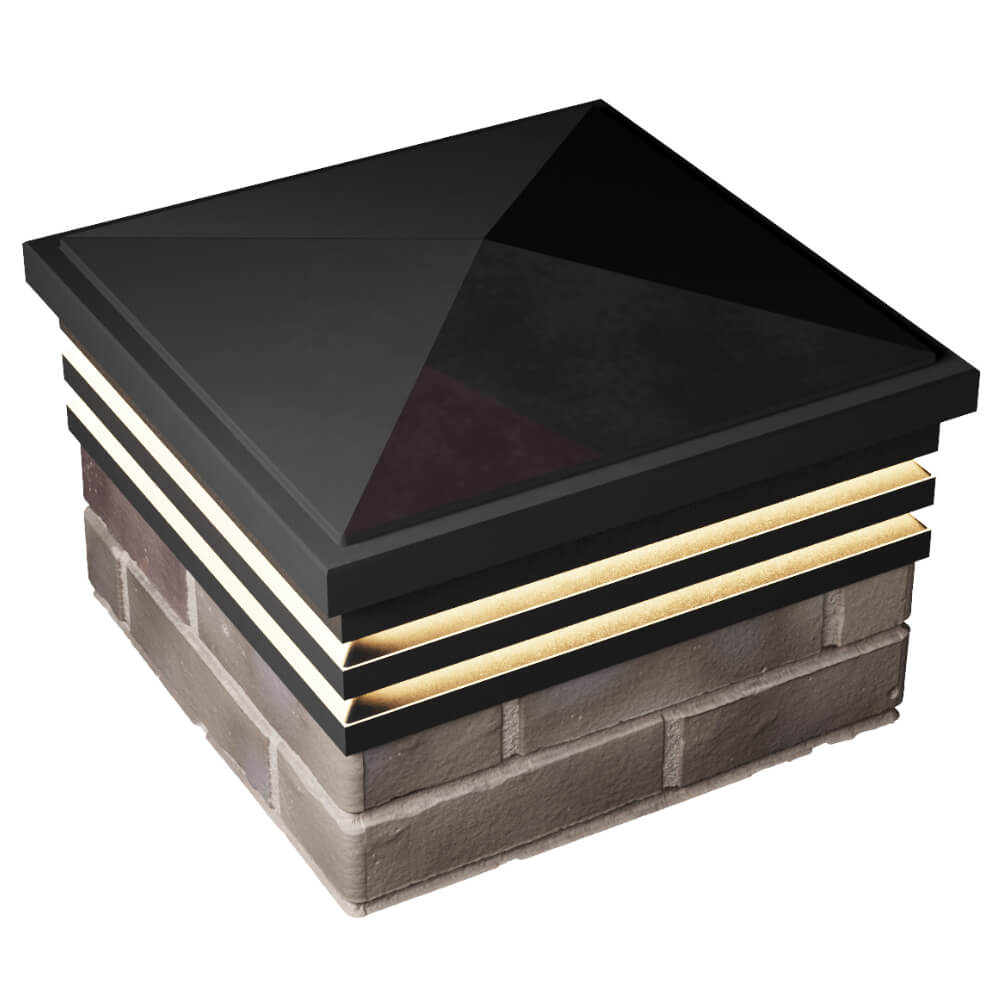 Колпак Zking Бона ХайТек Черный на столб 1.5х1.5 кирпича (385х385мм) с подсветкой в Екатеринбурге фото