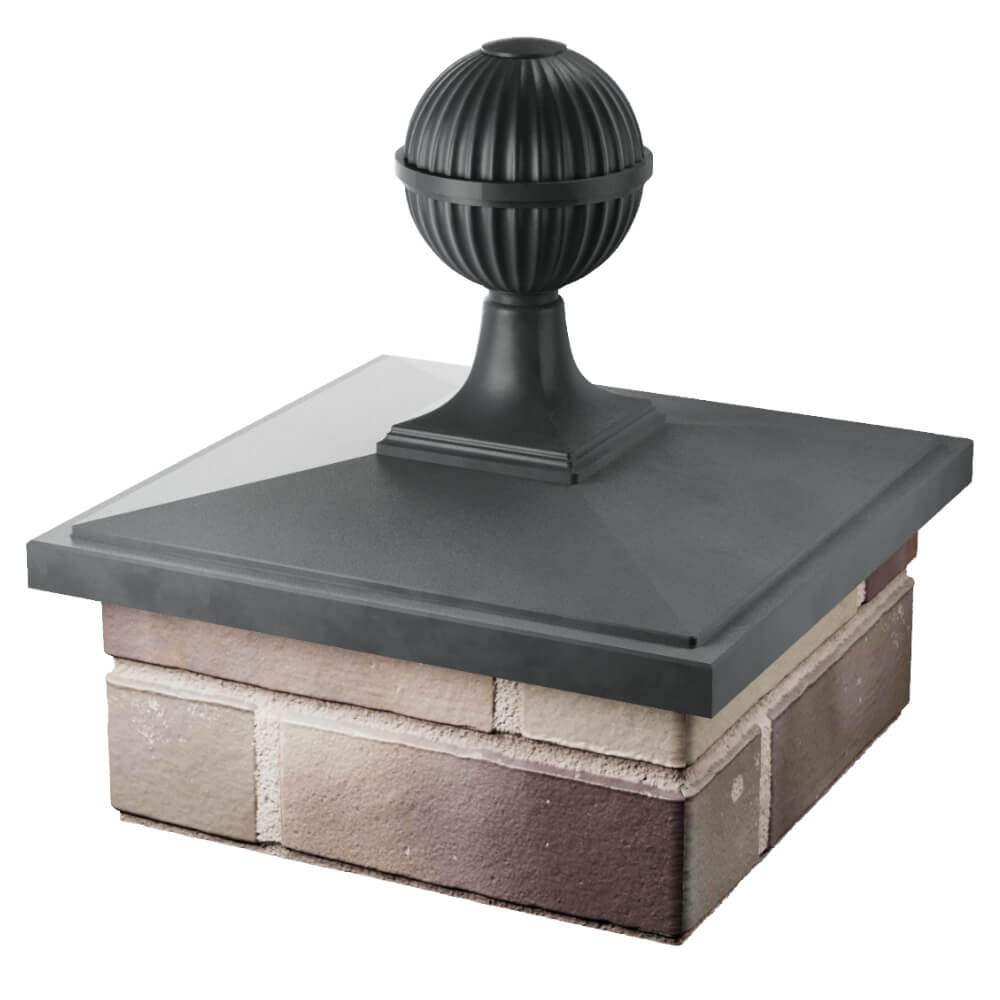 Колпак Zking БонаМоно Серый с шаром на столб 1.5х1.5 кирпича (385х385, 400х400мм) в сборе в Екатеринбурге фото