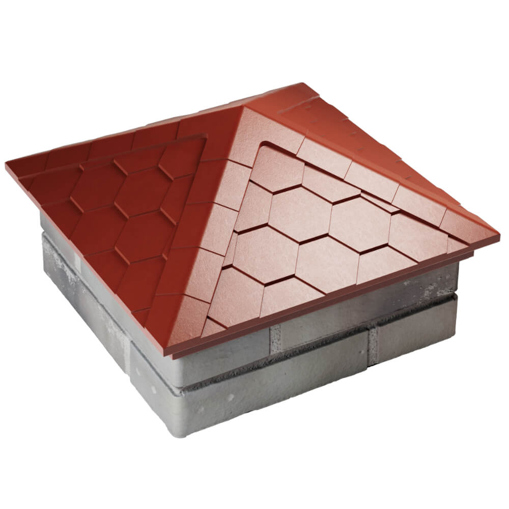 Колпак Zking Эверест Красный на столб 1.5х1.5 кирпича (390х390мм) в Екатеринбурге фото