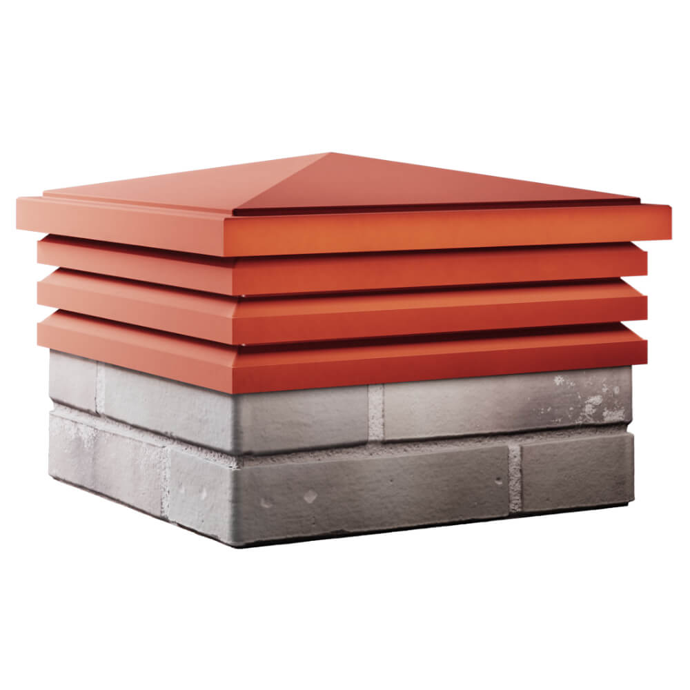 Колпак Zking Бона ХайТек Красный на столб 1.5х1.5 кирпича (385х385мм) в Екатеринбурге фото