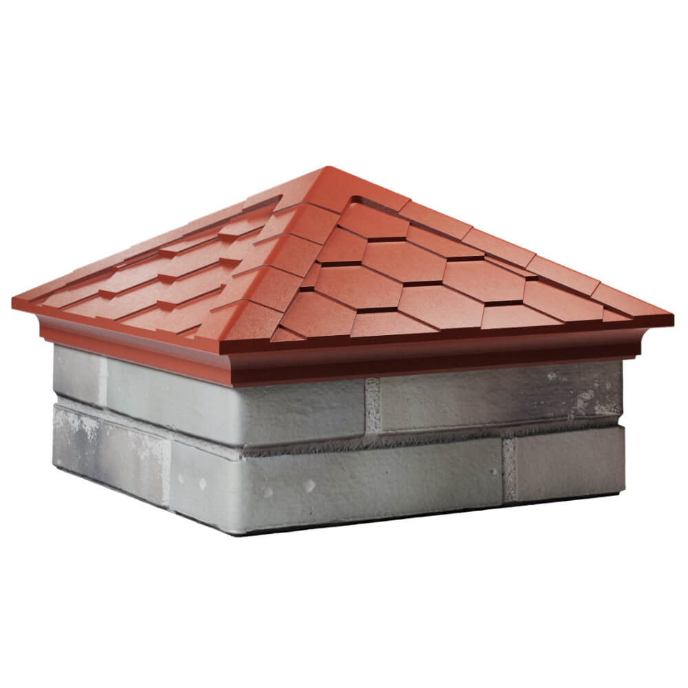 Колпак Zking Эверест Красный на столб 1.5х1.5 кирпича (390х390мм) в Екатеринбурге фото