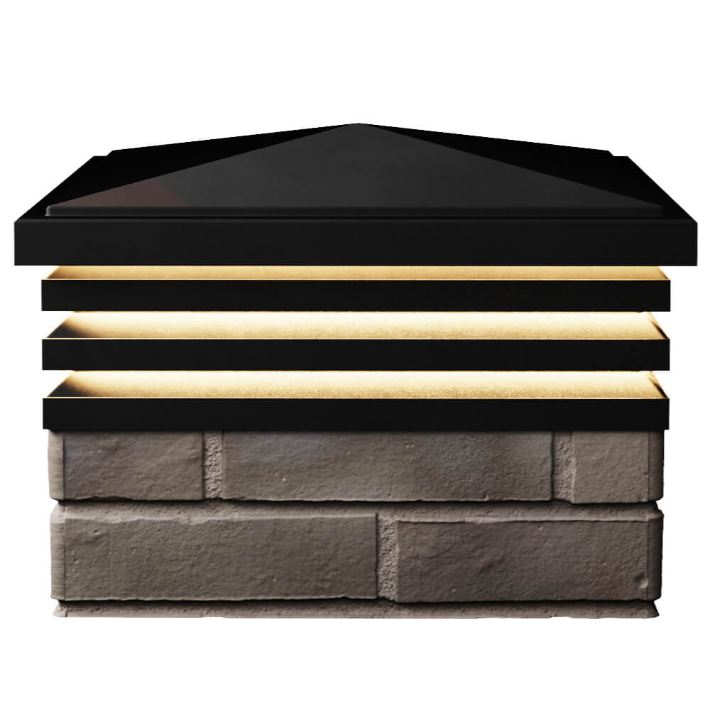 Колпак Zking Бона ХайТек Черный на столб 1.5х1.5 кирпича (385х385мм) с подсветкой в Екатеринбурге фото