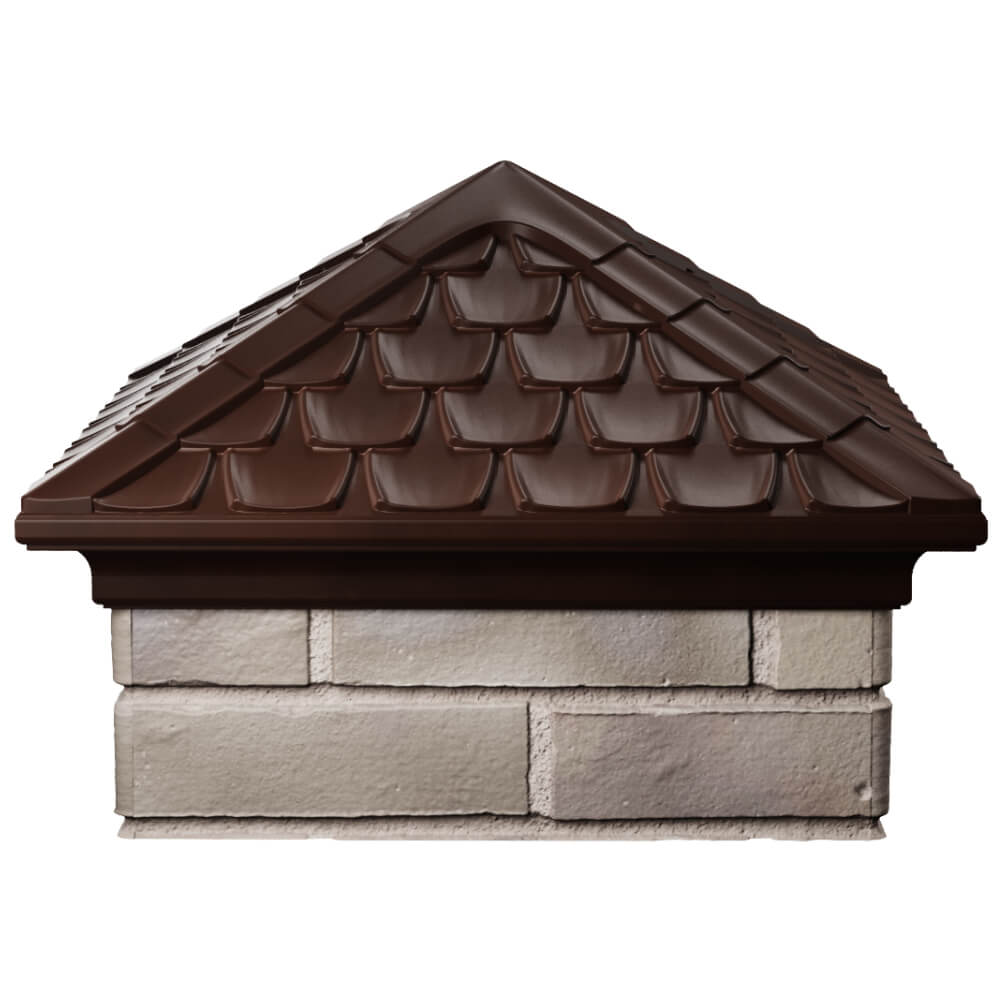 Колпак Zking Эльбрус Коричневый на столб 1.5х1.5 кирпича (385х385мм) Екатеринбург фото