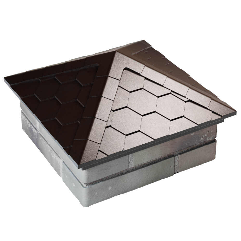 Колпак Zking Эверест Коричневый на столб 1.5х1.5 кирпича (390х390мм) в Екатеринбурге фото