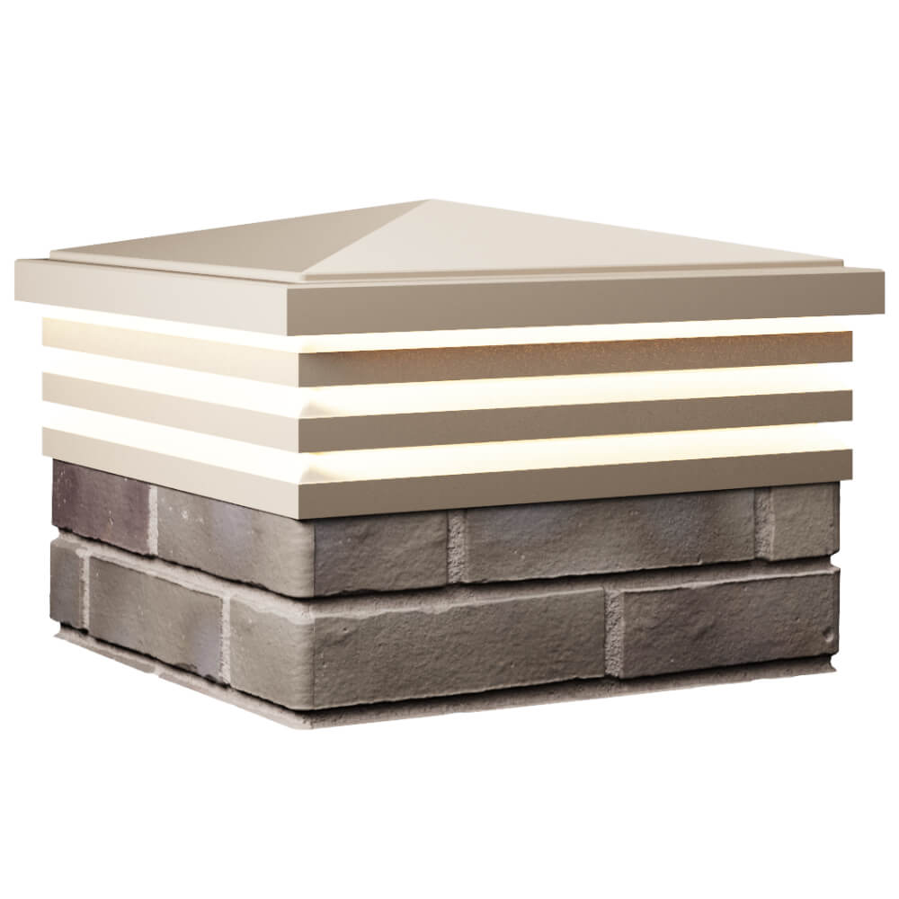 Колпак Zking Бона ХайТек Бежевый на столб 1.5х1.5 кирпича (385х385мм) с подсветкой в Екатеринбурге фото