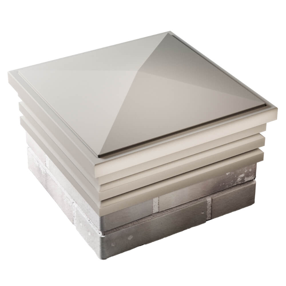 Колпак Zking Бона ХайТек Бежевый на столб 1.5х1.5 кирпича (385х385мм) в Екатеринбурге фото