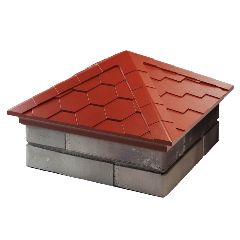 Колпак Zking Эверест Красный на столб 1.5х1.5 кирпича (390х390мм) в Екатеринбурге фото