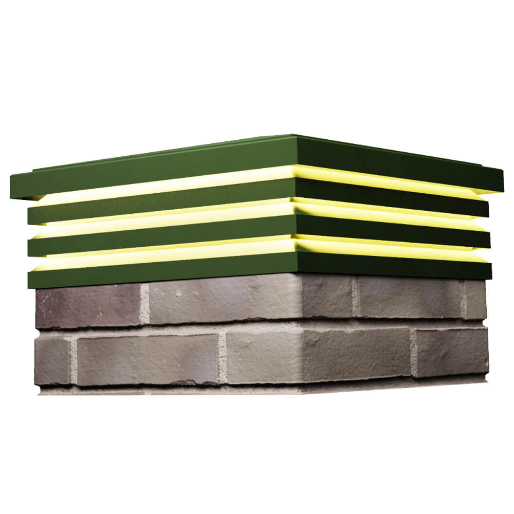 Колпак Zking Бона ХайТек Зеленый на столб 1.5х1.5 кирпича (385х385мм) с подсветкой в Екатеринбурге фото