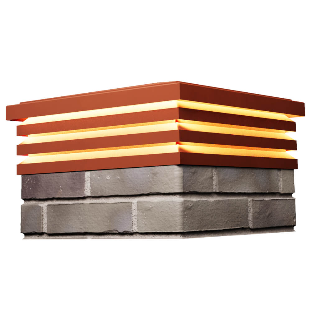 Колпак Zking Бона ХайТек Красный на столб 1.5х1.5 кирпича (385х385мм) с подсветкой в Екатеринбурге фото