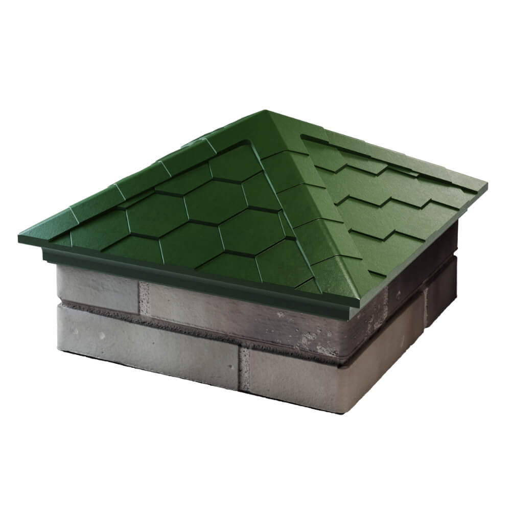 Колпак Zking Эверест Зеленый на столб 1.5х1.5 кирпича (390х390мм) в Екатеринбурге фото