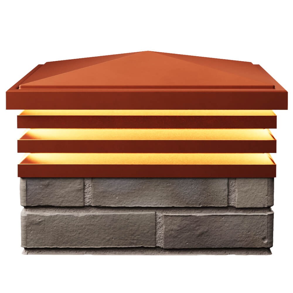 Колпак Zking Бона ХайТек Красный на столб 1.5х1.5 кирпича (385х385мм) с подсветкой в Екатеринбурге фото