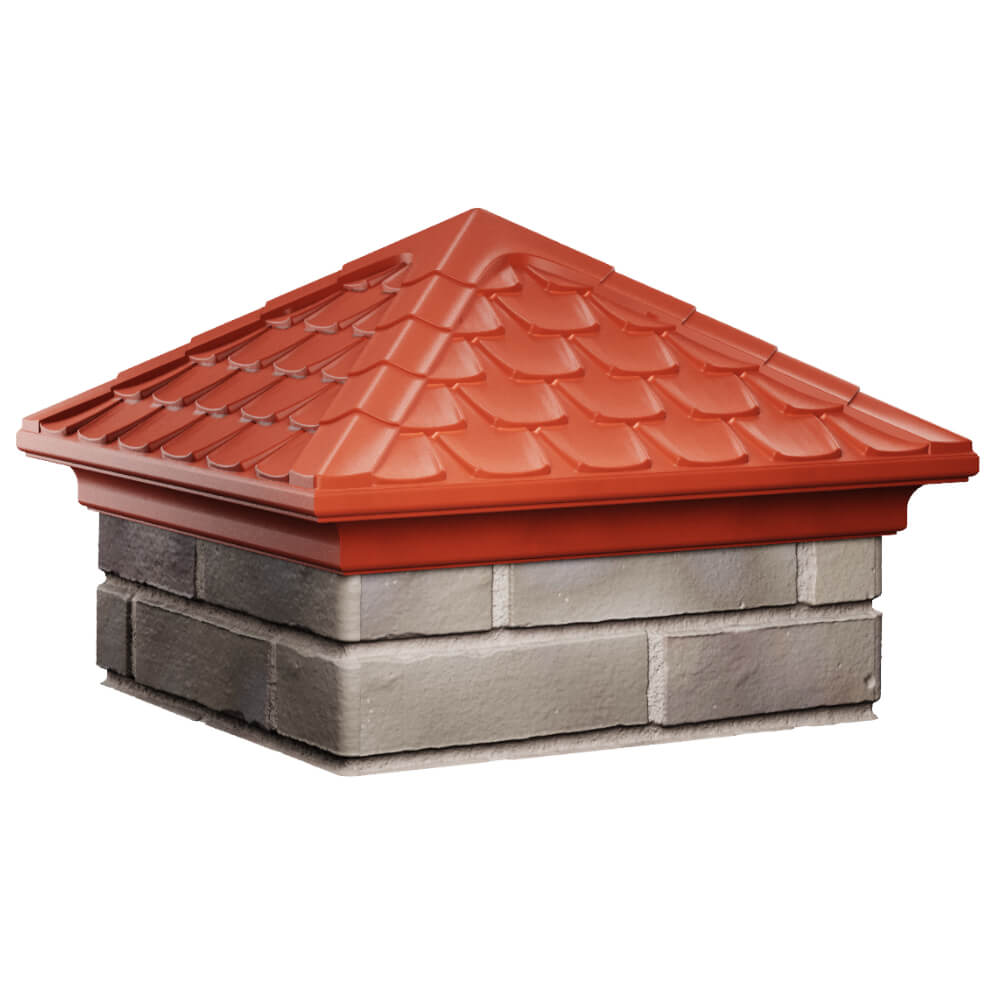 Колпак Zking Эльбрус Красный на столб 1.5х1.5 кирпича (385х385мм) в Екатеринбурге фото