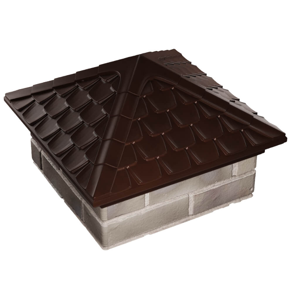 Колпак Zking Эльбрус Коричневый на столб 1.5х1.5 кирпича (385х385мм) в Екатеринбурге фото