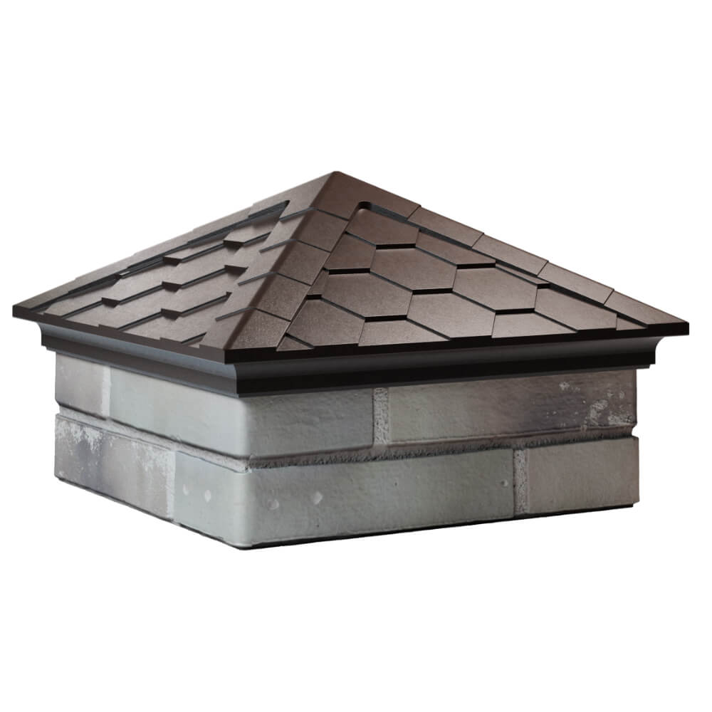 Колпак Zking Эверест Коричневый на столб 1.5х1.5 кирпича (390х390мм) в Екатеринбурге фото