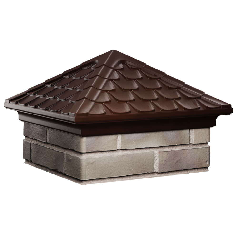 Колпак Zking Эльбрус Коричневый на столб 1.5х1.5 кирпича (385х385мм) в Екатеринбурге фото