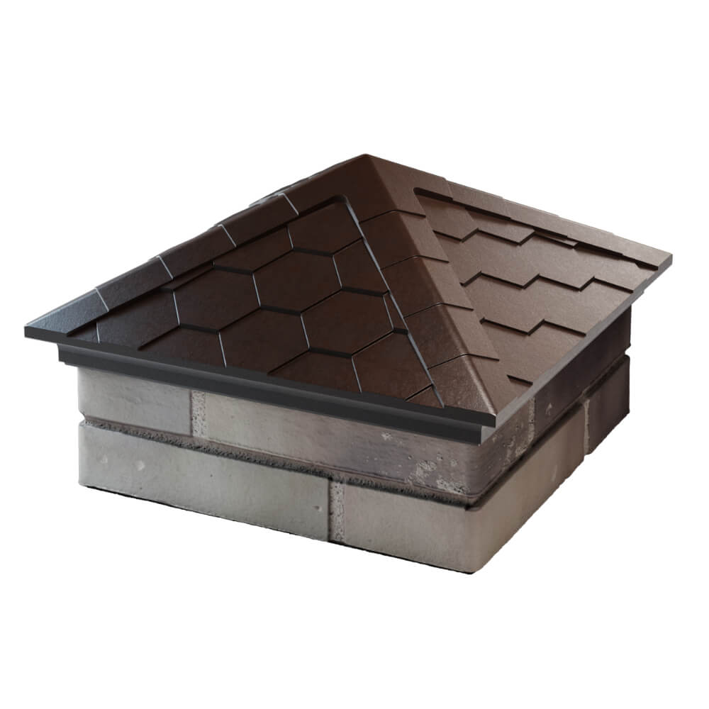 Колпак Zking Эверест Коричневый на столб 1.5х1.5 кирпича (390х390мм) в Екатеринбурге фото