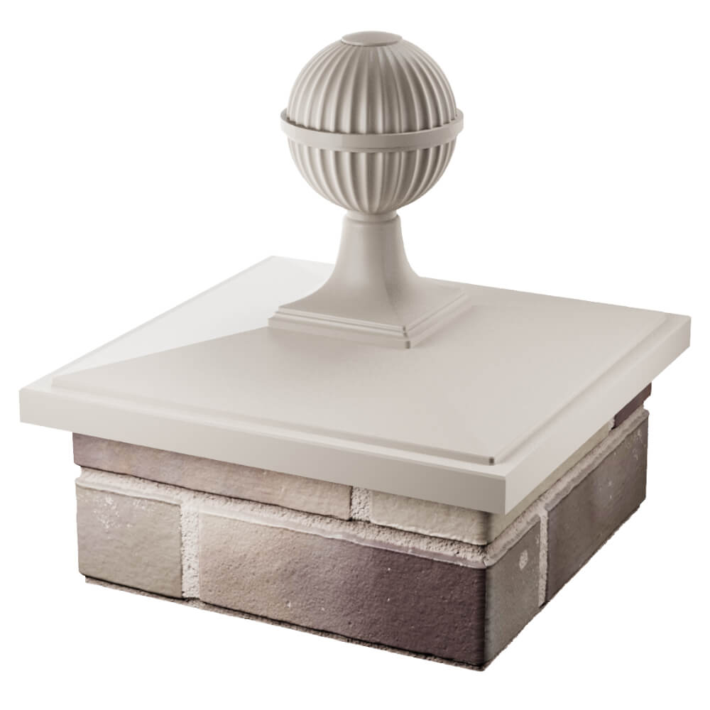 Колпак Zking БонаМоно Бежевый с шаром на столб 1.5х1.5 кирпича (385х385, 400х400мм) в сборе в Екатеринбурге фото